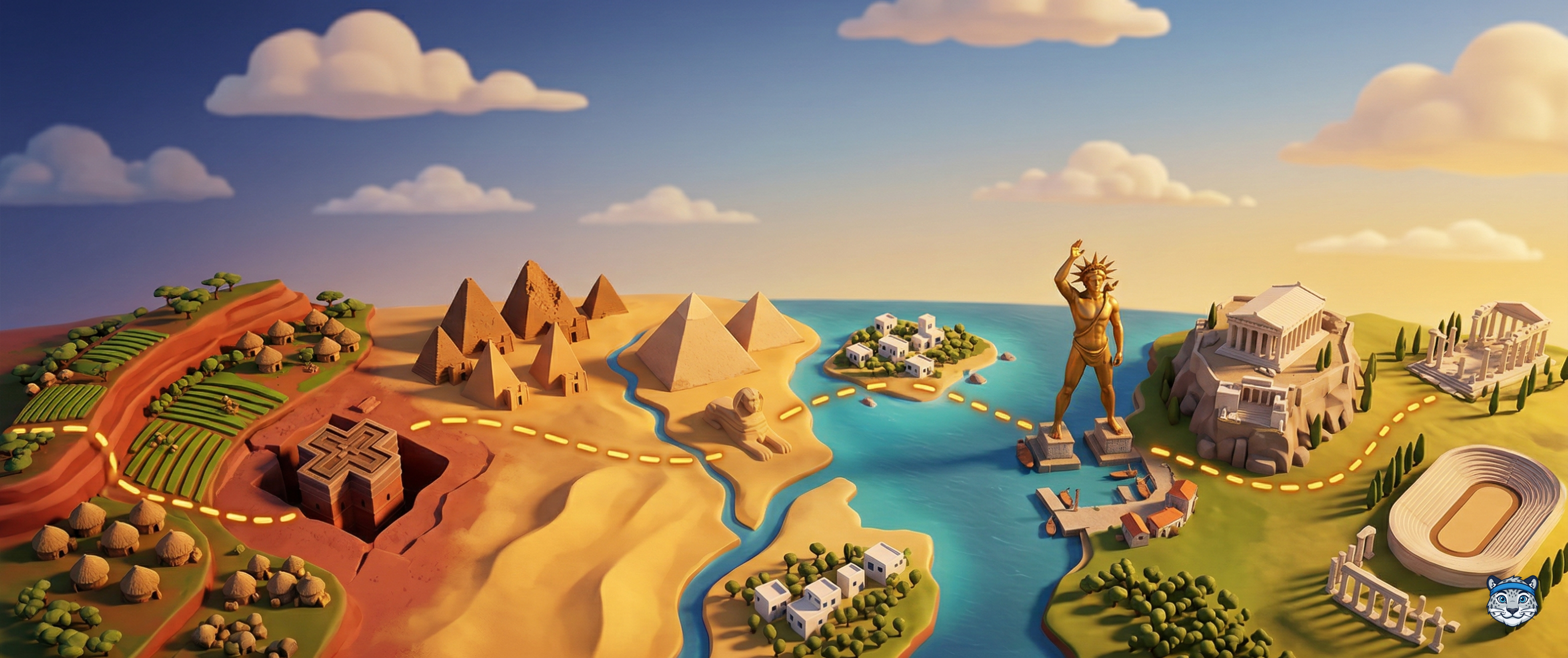 Illustrated route from Iten, Kenya to Olympia, Greece